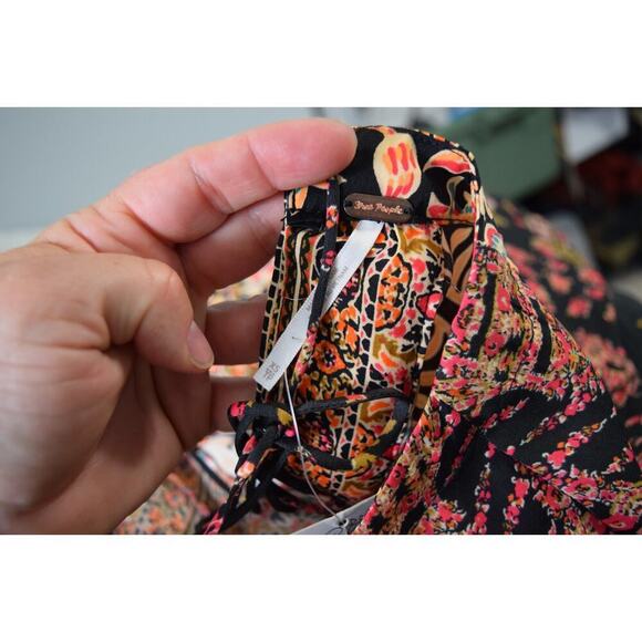 Free People Stevie Printed Tunic Dress Tie Back Womens XS Floral Bandana - Picture 5 of 7